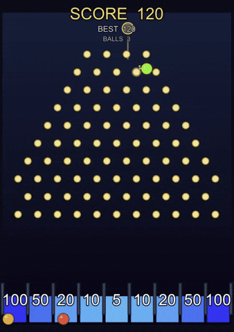 Online casino lobby with access to a Plinko ball-drop game